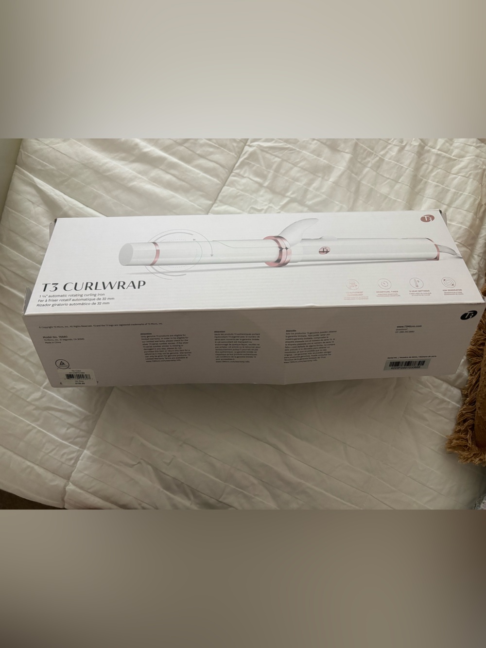 T3 White and Rose Gold Curling Iron 1 1/4”